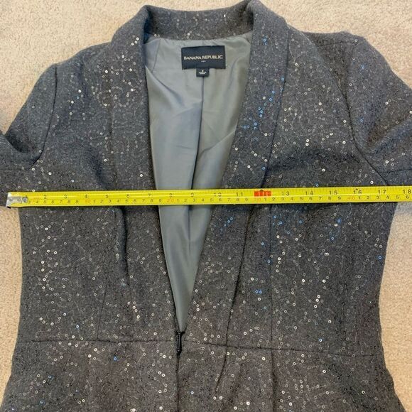 Banana Republic gray sequin peplum blazer Sz 8 - Picture 10 of 11
